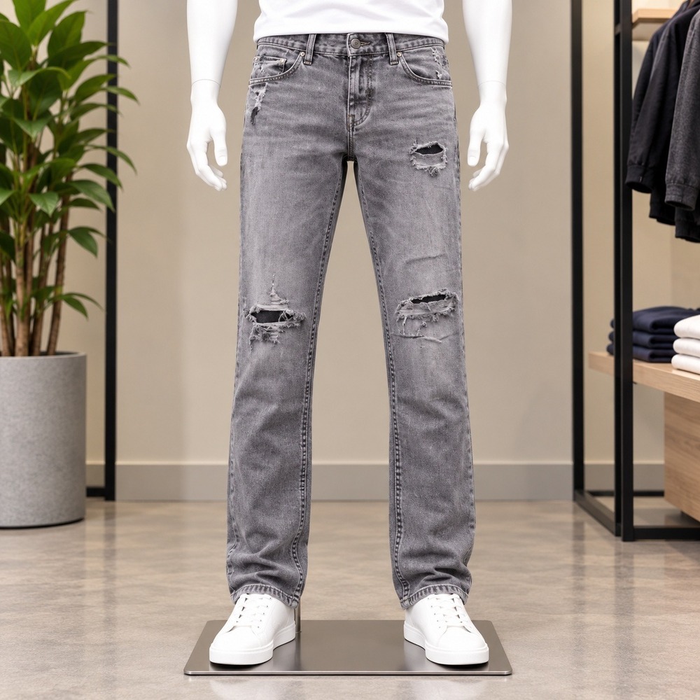 Old Navy Relaxed Slim Jeans Mens 31x30 Black Distressed Built-In Flex Denim